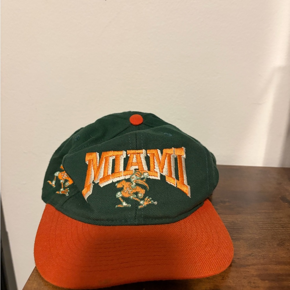 Vintage University of Miami SnapBack hat green and orange